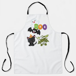Niedliche Katze, Fledermäuse, Mama und Geist Schürze