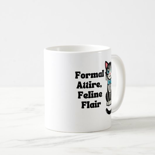 Niedliche Katze "Förmliche Kleidung, Flair Feline" Kaffeetasse (VorderseiteRechts)