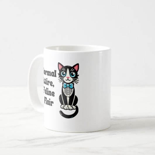 Niedliche Katze "Förmliche Kleidung, Flair Feline" Kaffeetasse (Vorderseite Links)