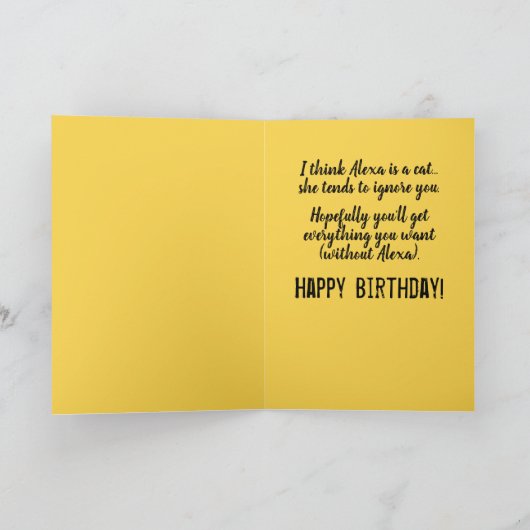 Niedliche Katze Fragend Alexa für Catnip Geburtsta Karte (Innenseite)