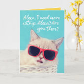 Niedliche Katze Fragend Alexa für Catnip Geburtsta Karte (Gelbe Blume)