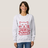 Niedliche Katze Frohe Weihnachten Sweatshirt (Vorne ganz)