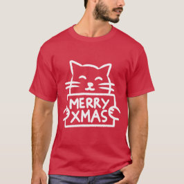 Niedliche Katze Frohe Weihnachten T-Shirt