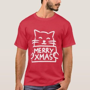 Niedliche Katze Frohe Weihnachten T-Shirt
