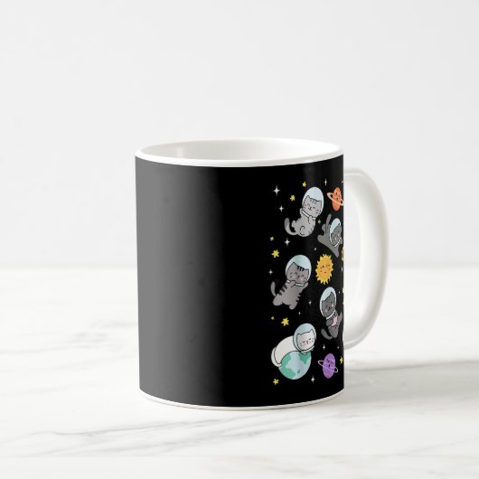 Niedliche Katze Funny Space Astronaut Planet Katze Kaffeetasse (VorderseiteRechts)
