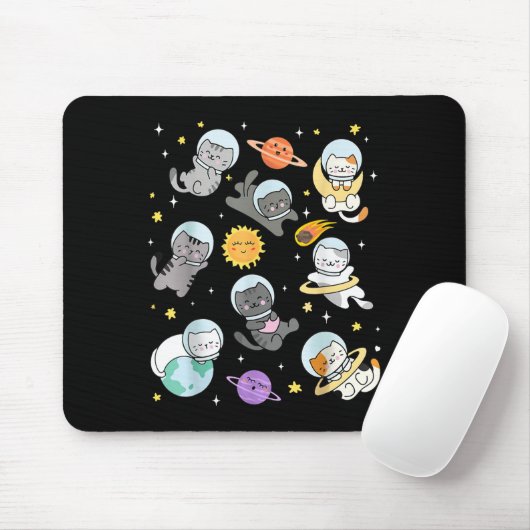 Niedliche Katze Funny Space Astronaut Planet Katze Mousepad (Mit Mouse)