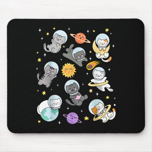 Niedliche Katze Funny Space Astronaut Planet Katze Mousepad (Vorne)