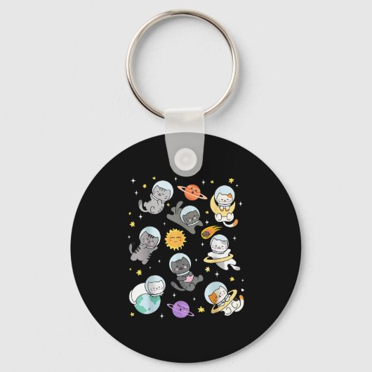 Niedliche Katze Funny Space Astronaut Planet Katze Schlüsselanhänger (Vorderseite)