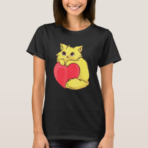 Niedliche Katze für ein farbiges Kittchen mit rote T-Shirt