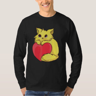 Niedliche Katze für ein farbiges Kittchen mit rote T-Shirt