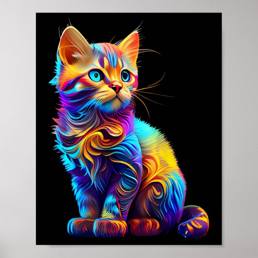 Niedliche Katze für Kitten Liebhaber farbenfrohe K Poster (Vorne)