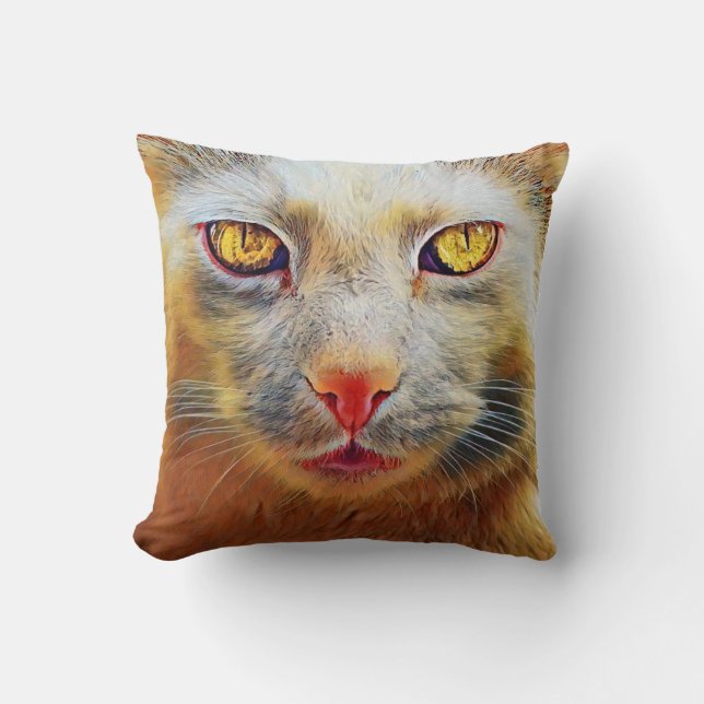 Niedliche Katze Golden Face Throw Kissen (Vorderseite)