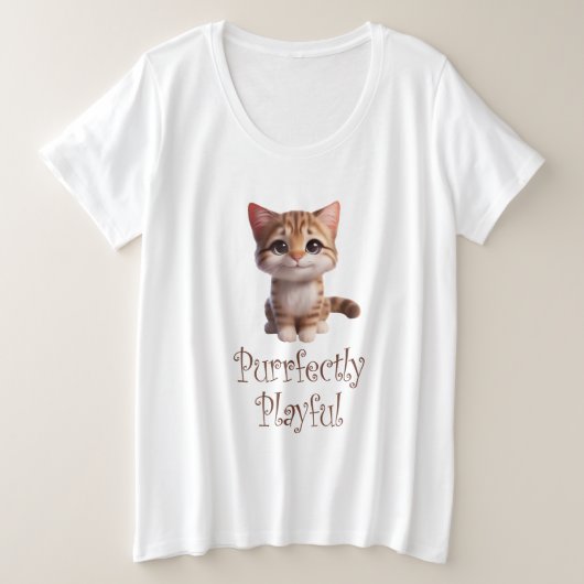 Niedliche Katze, gut gespielt Große Größe T-Shirt (Design vorne)