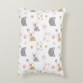 Niedliche Katze hat ein lächelndes Katzen-Muster Dekokissen (Rückseite(Vertikal))