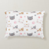 Niedliche Katze hat ein lächelndes Katzen-Muster Dekokissen (Rückseite)