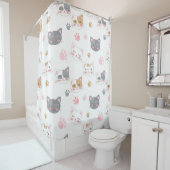 Niedliche Katze hat ein lächelndes Katzen-Muster Duschvorhang (Beispiel)