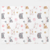 Niedliche Katze hat ein lächelndes Katzen-Muster Fleecedecke (Vorderseite (Horizontal))