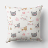 Niedliche Katze hat ein lächelndes Katzen-Muster Kissen (Rückseite)