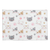 Niedliche Katze hat ein lächelndes Katzen-Muster Kissenbezug (Rückseite-Rechts)