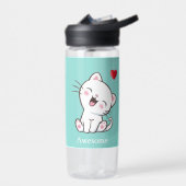 Niedliche Katze & Herz auf Light Blue Trinkflasche (Links)
