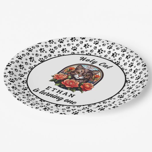 niedliche Katze Ich bin eins! Niedlich Cat Girl 1. Pappteller (Schrägansicht)