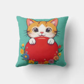 Niedliche Katze-Illustration Kissen (Rückseite)