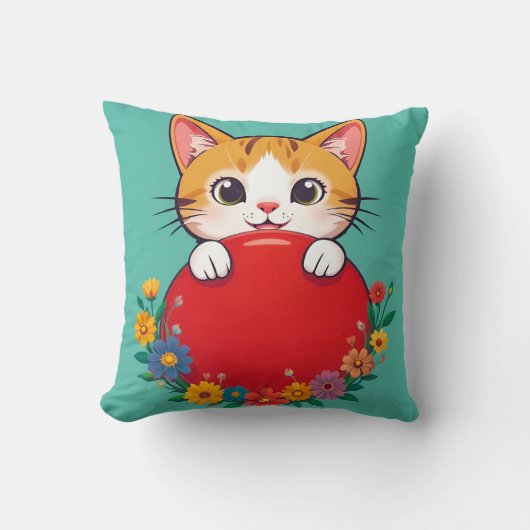 Niedliche Katze-Illustration Kissen (Vorderseite)