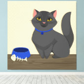 Niedliche Katze-Illustration Leinwanddruck (Insitu (Holzboden))