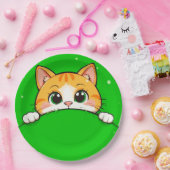 Niedliche Katze-Illustration Pappteller (Party)