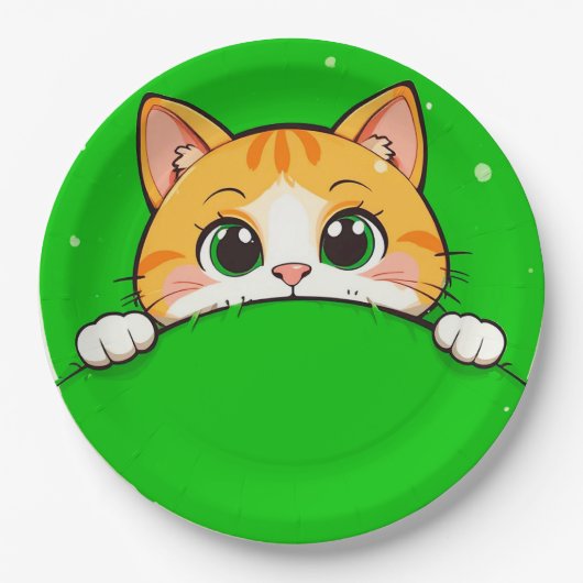 Niedliche Katze-Illustration Pappteller (Vorderseite)