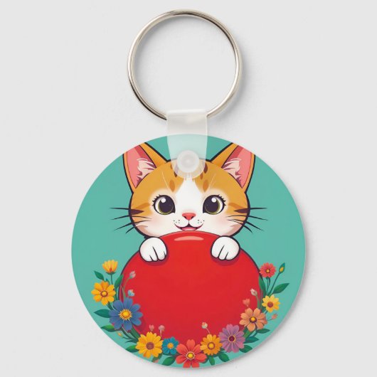 Niedliche Katze-Illustration Schlüsselanhänger (Vorderseite)