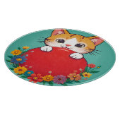 Niedliche Katze-Illustration Schneidebrett (Ecke)
