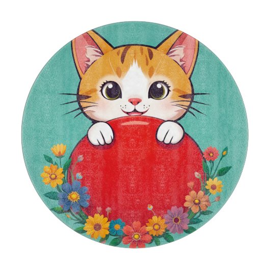 Niedliche Katze-Illustration Schneidebrett (Vorderseite)