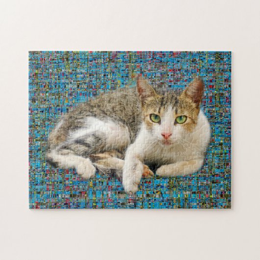 Niedliche Katze im abstrakten Hintergrund Puzzle (Horizontal)
