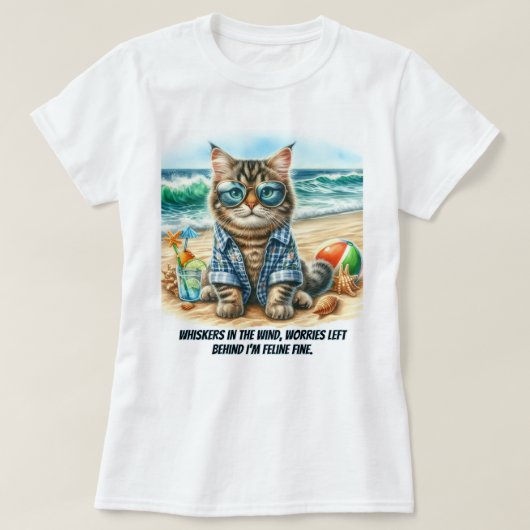 Niedliche Katze im Beach Cat Lovers T - Shirt (Design vorne)