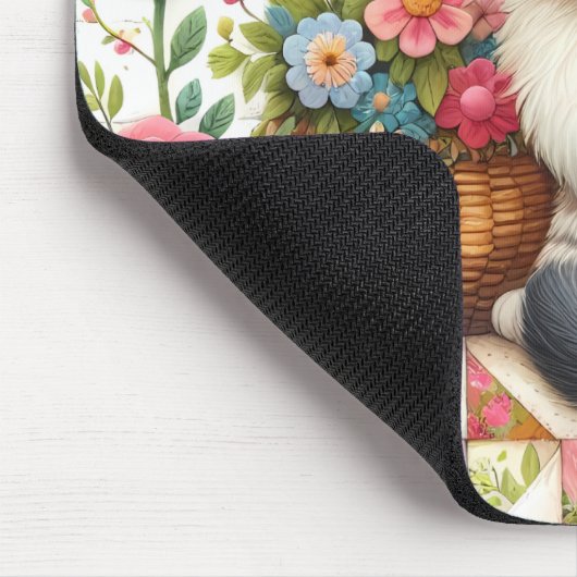 Niedliche Katze im Blumengeflecht Mousepad (Ecke)