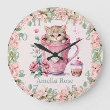 Niedliche Katze im Cup Rosa Rose Blume