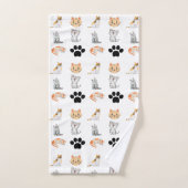 Niedliche Katze im ganzen Druck Badhandtuch Set (Handtuch)