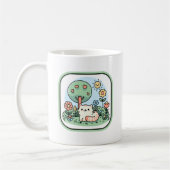 Niedliche Katze im Garten Doodle Art Kaffeetasse (Links)