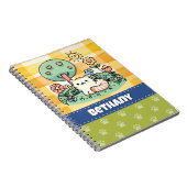 Niedliche Katze im Garten Doodle Kunst Notizblock (Rechte Seite)