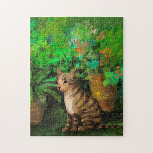 Niedliche Katze im Gartenpuzzle Puzzle (Vertikal)