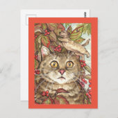 Niedliche Katze im Herbst Hunde Haare Herbstkarte Postkarte (Vorne/Hinten)