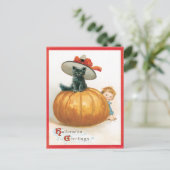 Niedliche Katze im Hut Vintage Postkarte (Stehend Vorderseite)