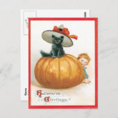 Niedliche Katze im Hut Vintage Postkarte (Vorne/Hinten)