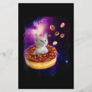 Niedliche Katze im Inneren Donut im Weltraum Liebh Briefpapier