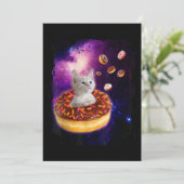 Niedliche Katze im Inneren Donut im Weltraum Liebh Einladung (Stehend Vorderseite)