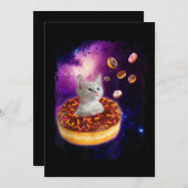 Niedliche Katze im Inneren Donut im Weltraum Liebh Einladung (Vorne/Hinten)