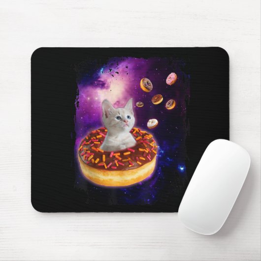 Niedliche Katze im Inneren Donut im Weltraum Liebh Mousepad (Mit Mouse)