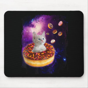 Niedliche Katze im Inneren Donut im Weltraum Liebh Mousepad