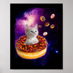 Niedliche Katze im Inneren Donut in Space Boys Gir Poster